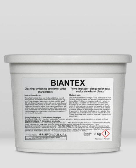 BIANTEX - Polvo limpiador-blanqueador para pavimentos de mármol blanco